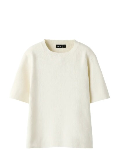 LMTD Nlfheave Ss Short S Knit Top   Cream   146 152