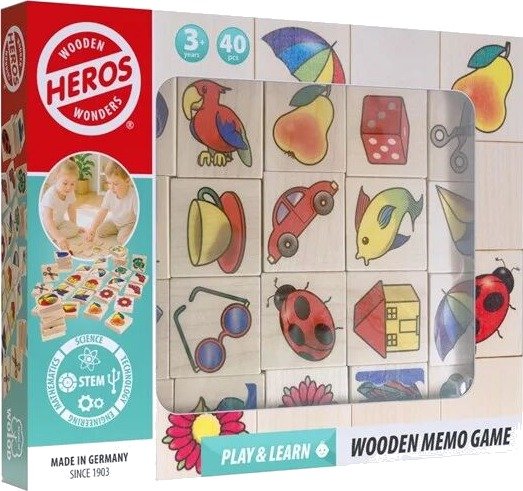 Heros Lek og lr Memoryspill i tre med bilder 40 brikker