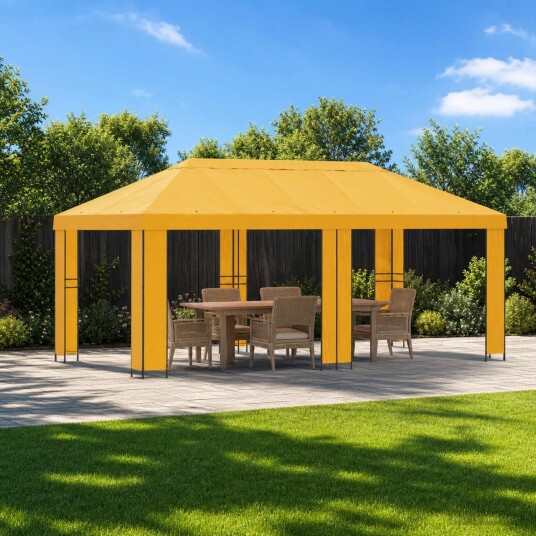 vidaXL Hage Gazebo 6 x 3 m Gul Polyester og stål 190 gsm