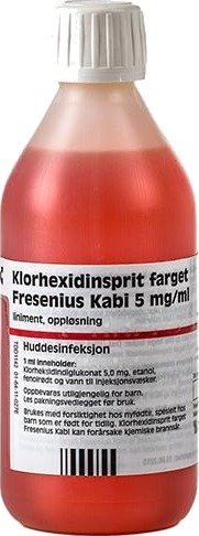 Klorhexidinsprit farget 5 mg/ml liniment 250 ml