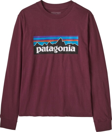 Patagonia Long Sleeve P-6 Logo T-Shirt Burgunder XXL/16-18Y