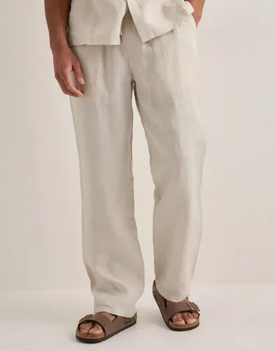 Que Sera Sera Louis Reg Linen Pants Linbukser Beige