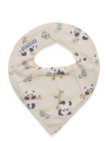 Geggamoja Bamboo Dry Bib Beige Panda 15 One Size - Cream - ONE SIZE