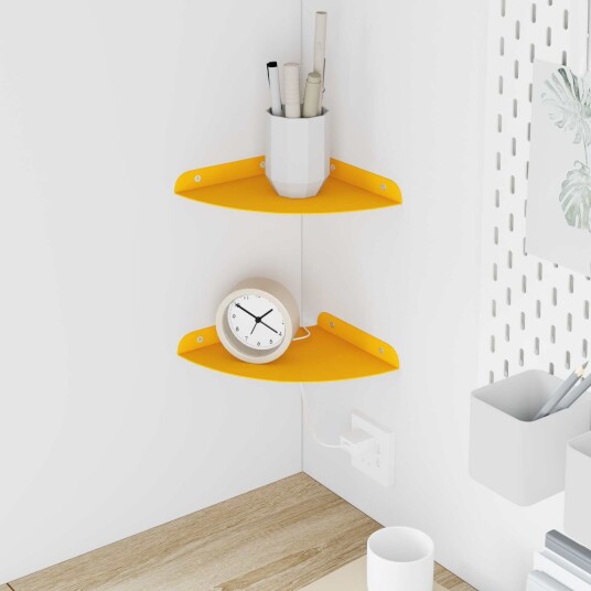vidaXL Flytende hylle med hylle 2 pcs Sennepsgul 18 x 18 x 2 cm