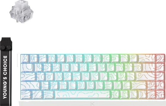 MCHOSE Ace 68 Ice Rhino Magnetic Hall Effect Gamingtastatur Uten Numpad Engelsk (USA) Hvit HW-Ace68-17