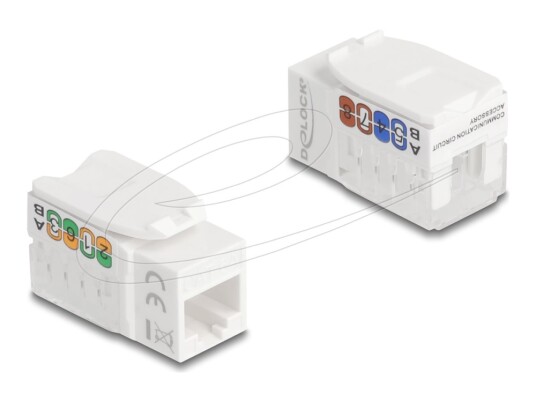 Delock Keystone Modul Rj45 Hunn Til Lsa Cat.6A Utp 90° Uten Verktøy 90720