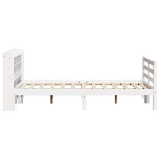 Sengeramme med hodegavl hvit 140x190 cm heltre furu 3306638