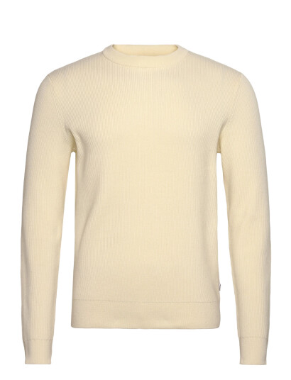 Lindbergh Rib Knitted O-Neck Knit - Cream - M Lindbergh Rib Knitted O-Neck Knit - Cream - M