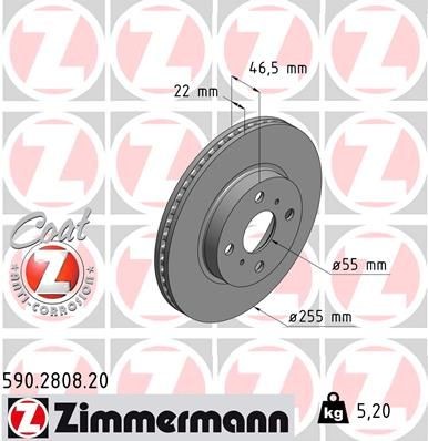Bremseskive ZIMMERMANN 590.2808.20 Bremseskive ZIMMERMANN 590.2808.20