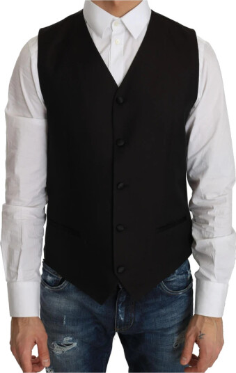 Dolce & Gabbana Black Silk Dress Waistcoat Svart M Dolce & Gabbana Black Silk Dress Waistcoat Svart M