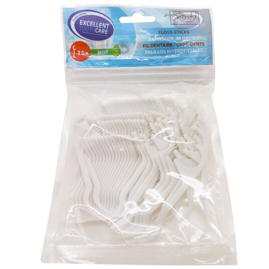 75 stk. Floss-Sticks - Floss + tannpirker med mynte 75 stk. Floss-Sticks - Floss + tannpirker med mynte