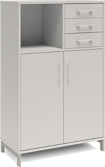 Kontorskab Dna, 800X1275 Mm, Lys Grå/Hvid, Skuffemodul 3A4/2A4