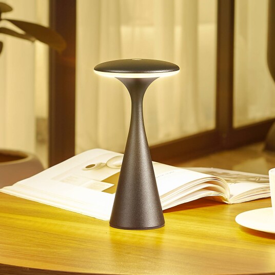 Lindby oppladbar LED-bordlampe Evelen svart IP54 CCT