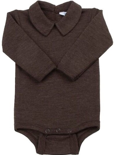 Joha Wool melange ullbody med krage Drk. Brown Joha Wool melange ullbody med krage Drk. Brown