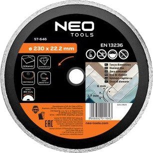 NEO Tools Kappeskive 57-646 Diamant For Våtkutting 230 × 22,2 mm