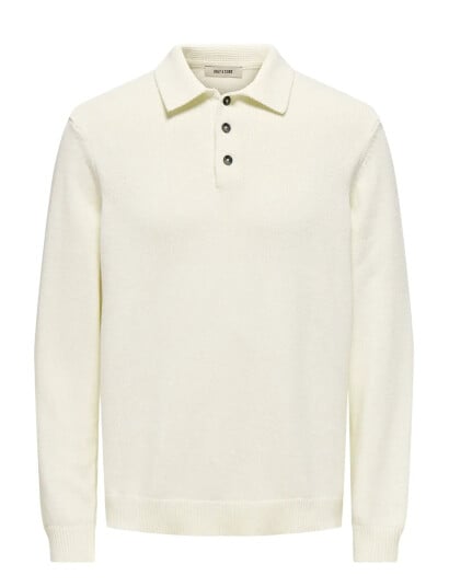ONLY & SONS Onshope Rlx  Ls Polo Knit Life - White - XXL