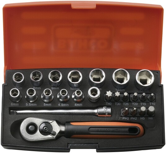 Bahco Pipenøkkelsett 1/4" Firkant Display