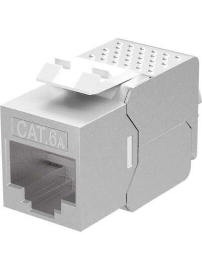 Pro RJ45 CAT 6A STP Keystone-modul Slim-Line Grå