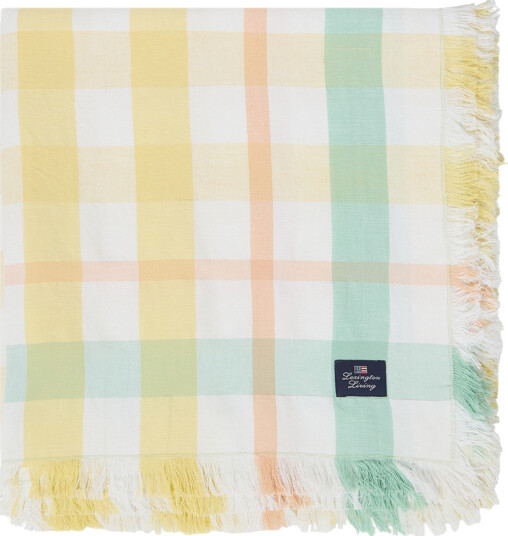 Checked lin  og bomullsduk gul 150x350 cm