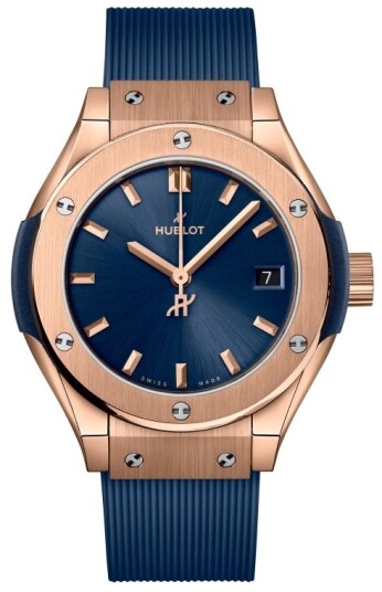 Hublot Dameklokke 591.OX.7180.RX Classic Fusion Blå/Gummi Ø29 mm