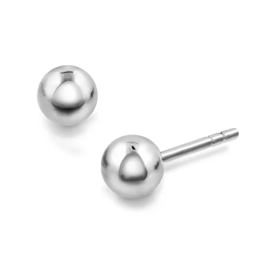 Pan Jewelry Øredobber i 585 hvitt gull kule 4 mm