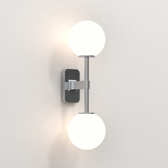 Tacoma Twin vegglampe IP44 - Krom / Opal