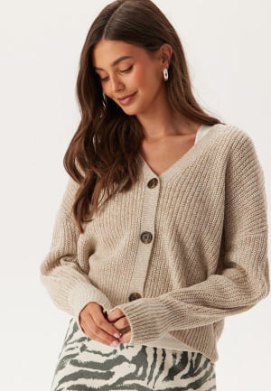 VERO MODA Lea LS V-Neck Cuff Cardigan Moon Rock Detail:SILVER LINING M