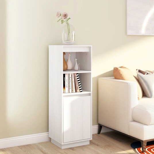 vidaXL Highboard hvit 37x34x110 cm heltre furu
