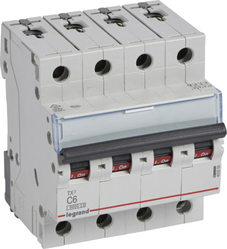 Legrand Automatsikring TX3 C 6A 4P, 4M, 6/6kA 84 x 78 x 72 mm