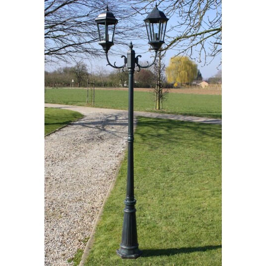 Hagelampe 2 armet 230 cm mørkegrønn/svart aluminum