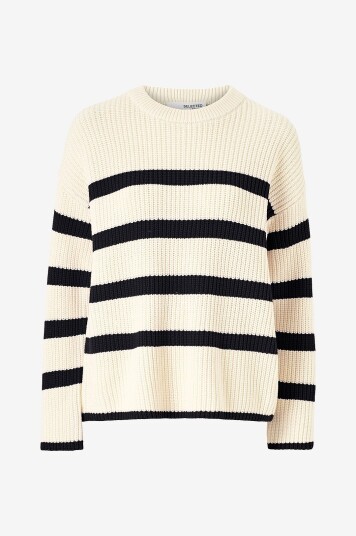 Selected FEMME - Genser slfBloomie LS Knit O-neck - Beige