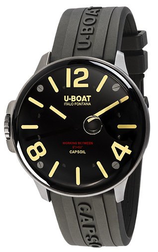 U Boat Herreklokke 8110/A Capsoil Sort/Gummi Ø45 mm