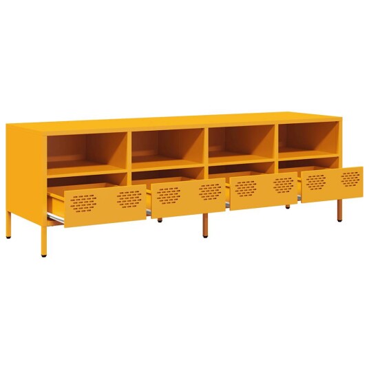 TV-benk sennepsgul 135x39x43,5 cm kaldvalset stål 8721102930881