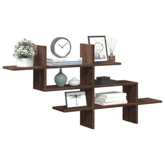 Vegghylle brun eik 124,5x18x60,5 cm konstruert tre