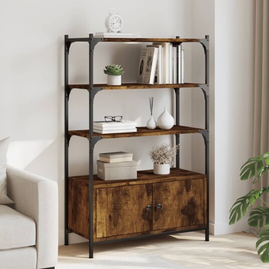  Bokhylle 3 etasjer røkt eik 70x30x109,5 cm konstruert tre 8721012340466