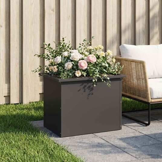 vidaXL Hageplantekasse med LED Svart 40 x 60 x 40 cm Stål