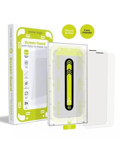 Mobile Origin Screen Guard with easy applicator   2 pack   iPhone 16 Plus