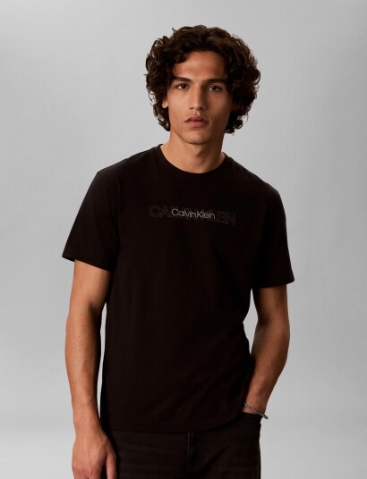 Calvin Klein Ss 30 Eu Repeat Stnd Logo Graphi Black L