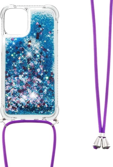 Trolsk Mobildeksel Glitter med Nakkestropp (iPhone 13) Mørkeblå