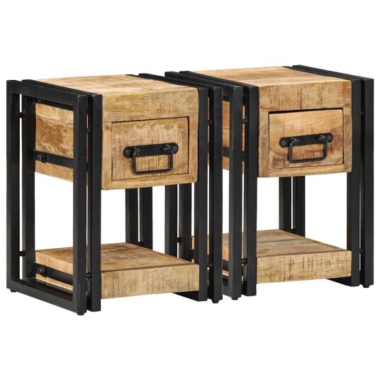 Nattbord 2 stk 40x40x40 cm Massivt Mangotre