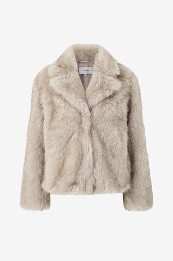 Bubbleroom Jakke i fuskepels Faux Fur Jacket Beige