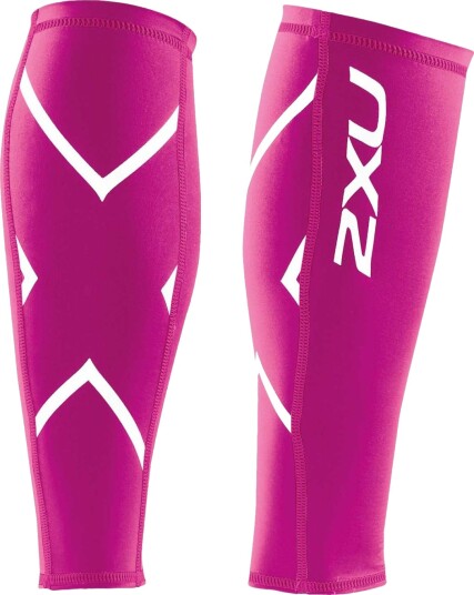 2XU Compression Calf Guard Unisex Hot Pink/Silver logo - XS