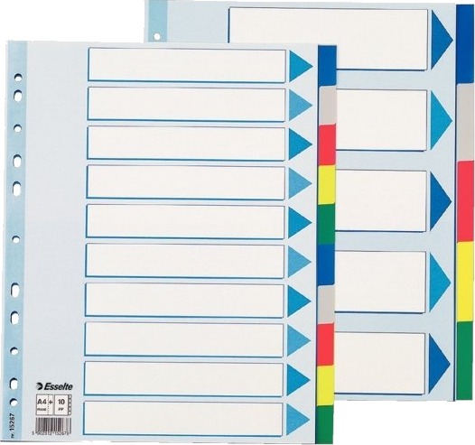 Esselte Skilleblad Pp A4 Maxi 10 Delt Blank Faneindeks Polyvinylklorid Pvc A4 Maxi 245 Mm 297 Mm 1 Stykker