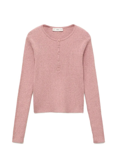 Mango Ribbed Sweater With Buttons - Pink - 11-12