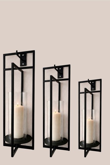 Zelected by Houze 3 sett Candle Lantern Portland grand median petit Svart