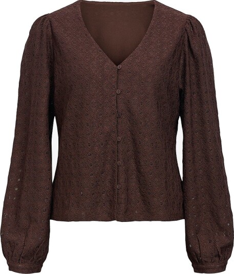 Object Bluse Objlaila L/S V Neck Top Brun