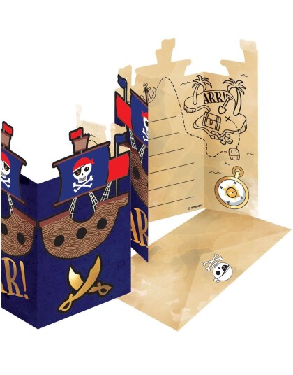 Amscan 8 stk ARR! Invitasjoner Piratfest 9909920