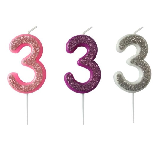 Kakelys 3 m/glitter rosa/lilla/sølv Kakelys 3 m/glitter rosa/lilla/sølv