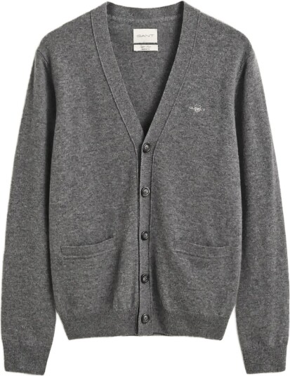 Gant Superfine Lambswool V Cardigan CHARCOAL MELANGE S