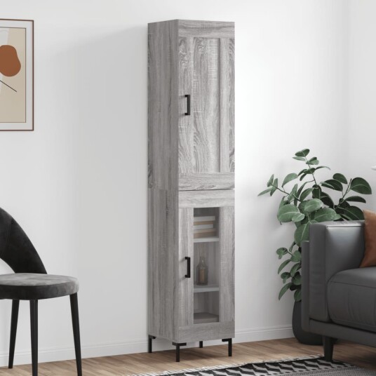 vidaXL Highboard grå sonoma 34,5x34x180 cm konstruert tre 8720845498139